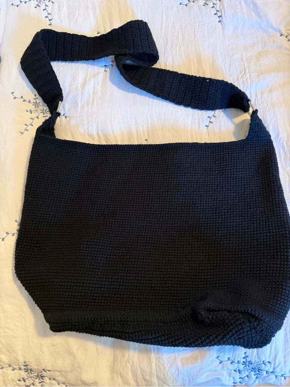Evil Eye Hand-Crocheted Black Shoulder Bag